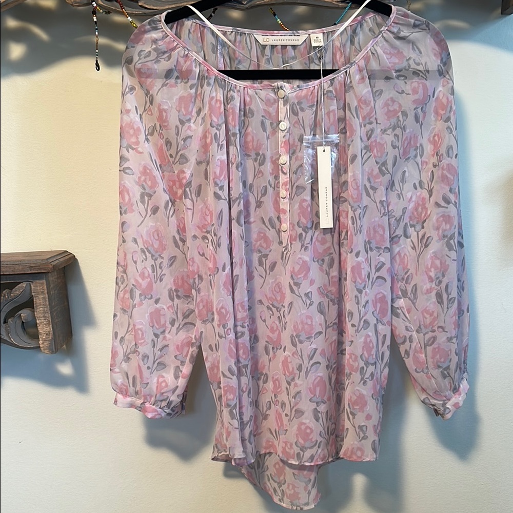 Lauren Conrad Chiffon Floral Blouse